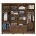 Guarda Roupa Casal 8 portas espelho 4 gavetas Castanho Wood San Lorenzo Plus - Moval