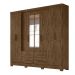 Guarda Roupa Casal 8 portas espelho 4 gavetas Castanho Wood San Lorenzo Plus - Moval