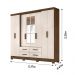 Guarda Roupa Casal 8 portas espelho 4 gavetas San Lorenzo Plus - Castanho Wood / Baunilha