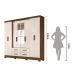 Guarda Roupa Casal 8 portas espelho 4 gavetas San Lorenzo Plus - Castanho Wood / Baunilha