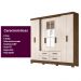Guarda Roupa Casal 8 portas espelho 4 gavetas San Lorenzo Plus - Castanho Wood / Baunilha