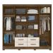Guarda Roupa Casal 8 portas espelho 4 gavetas San Lorenzo Plus - Castanho Wood / Baunilha