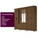Guarda Roupa Casal 8 portas espelho 4 gavetas San Lorenzo Plus - Castanho Wood