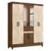 Guarda Roupa Casal 8P Espelho 165 cm Portugal Castanho Wood Avela Wood Moval