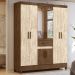 Guarda Roupa Casal 8P Espelho 165 cm Portugal Castanho Wood Avela Wood Moval