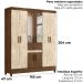 Guarda Roupa Casal 8P Espelho 165 cm Portugal Castanho Wood Avela Wood Moval