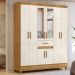 Guarda Roupa Casal 8P Espelho 165 cm Portugal Freijo Off White Moval