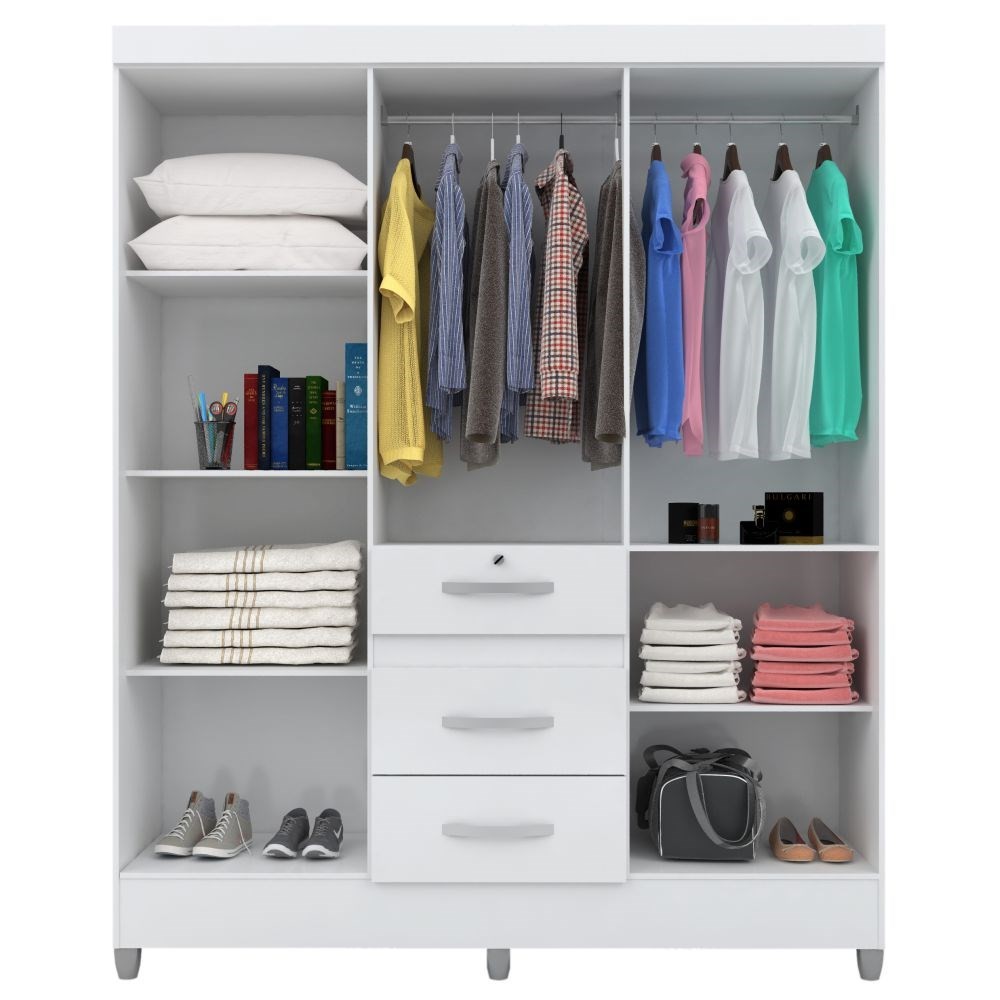 Guarda Roupa Casal Itatiba 6 Portas Branco - Moval