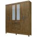 Guarda Roupa Casal Itatiba 6 Portas Castanho Wood - Moval