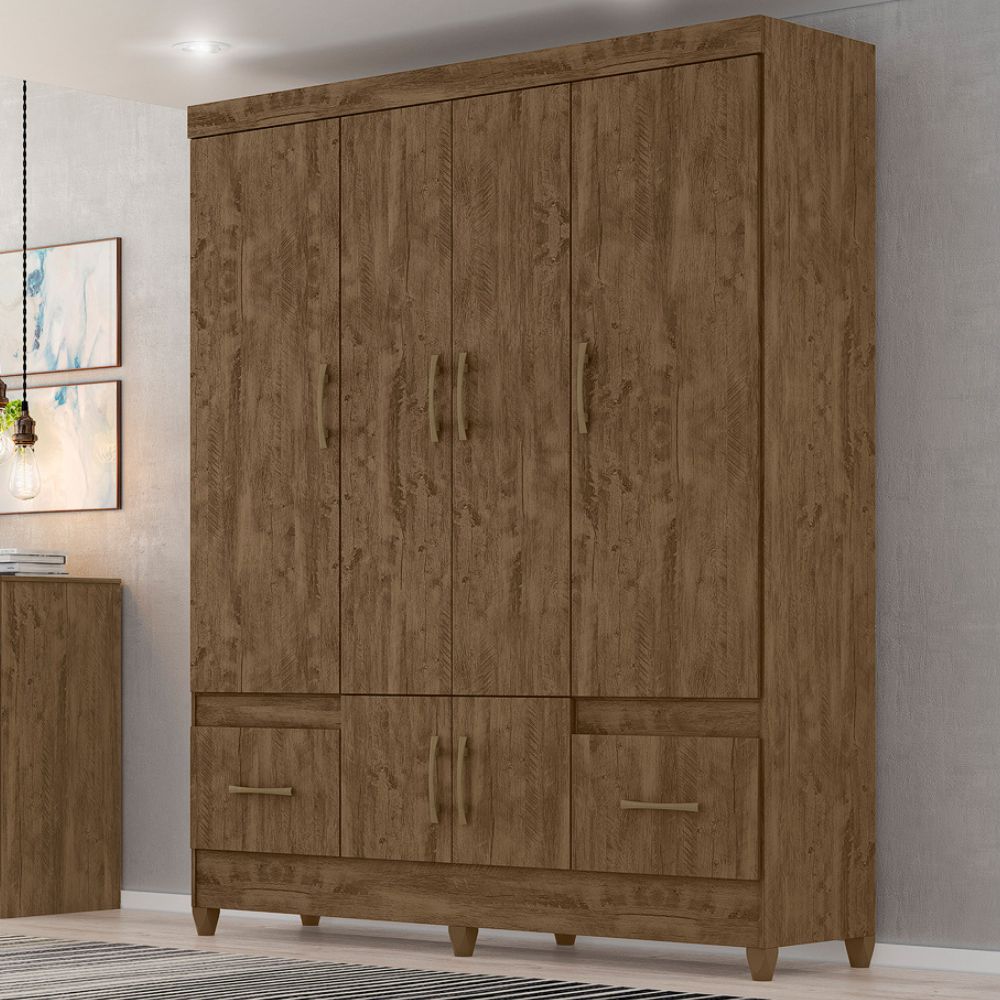 Guarda Roupa Casal MS912 6P 165 cm Castanho Wood Moval