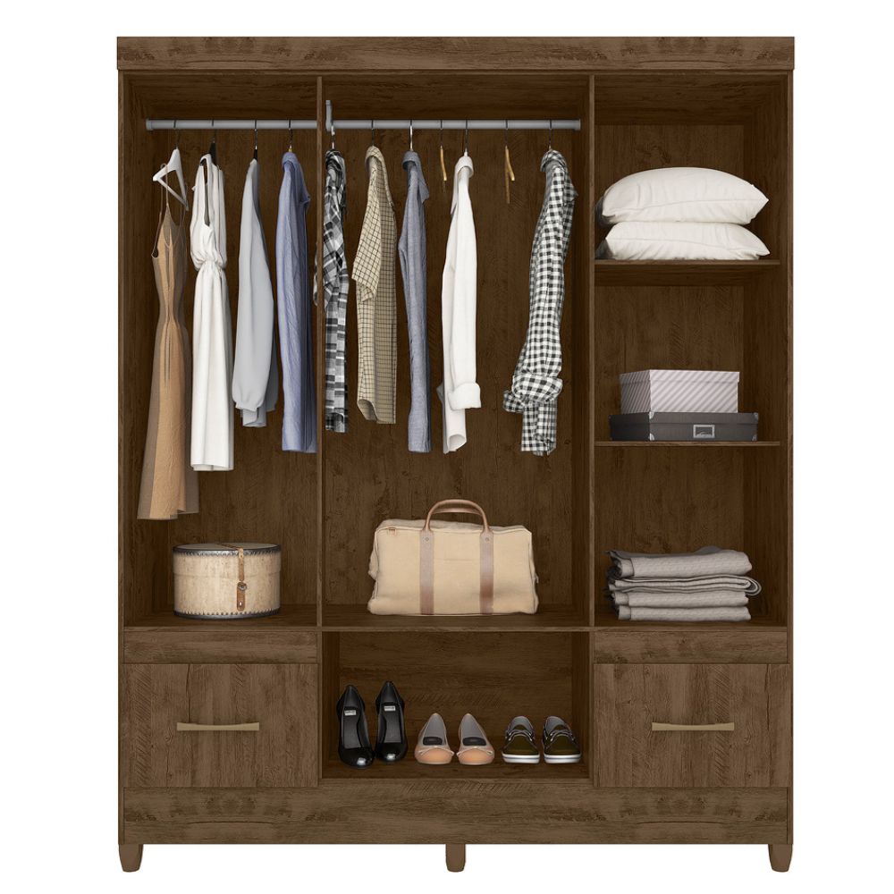 Guarda Roupa Casal MS912 6P 165 cm Castanho Wood Moval