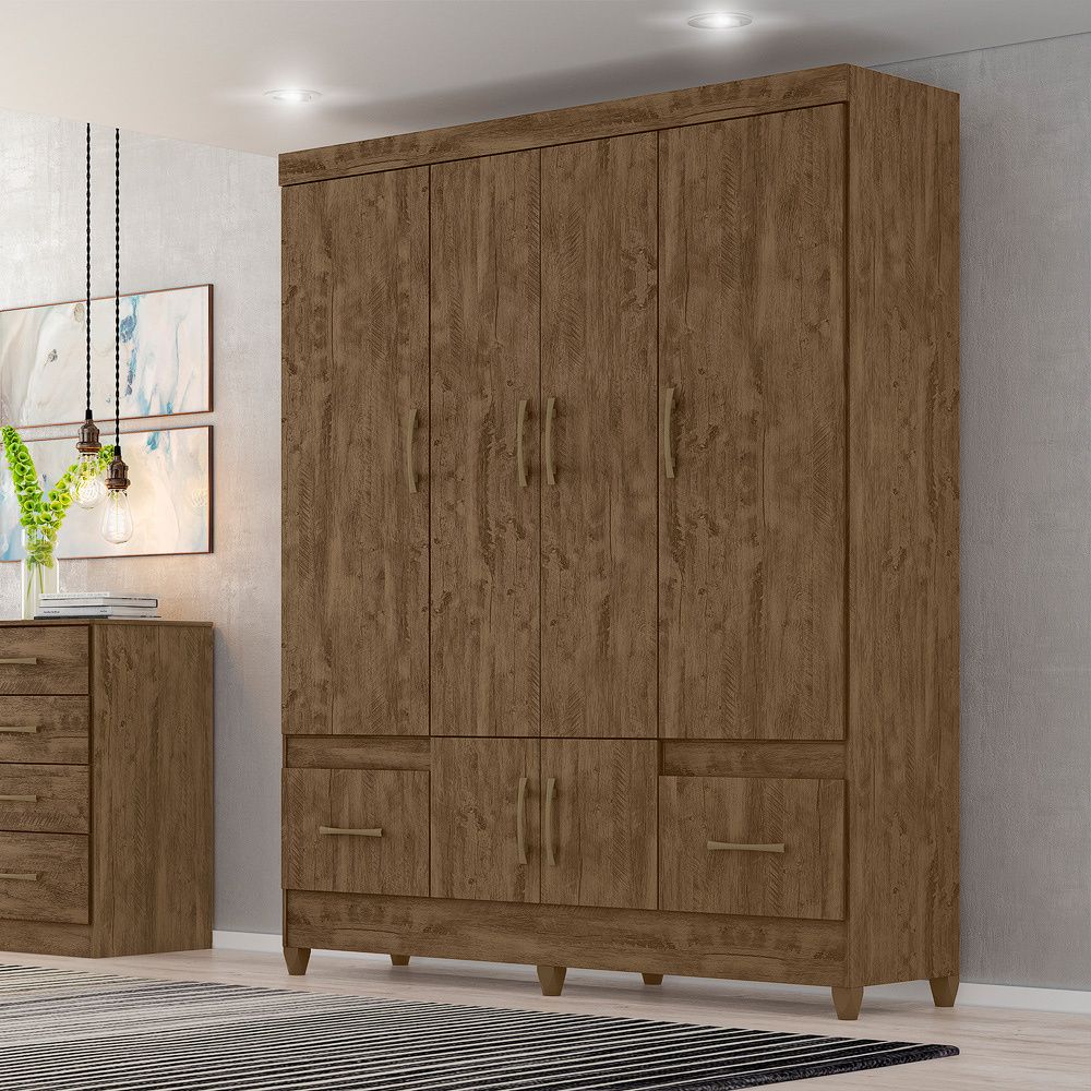 Guarda Roupa Casal MS912 6P 165 cm Castanho Wood Moval