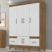 Guarda Roupa Casal MS912 6P 165 cm Naturale Branco Moval