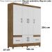 Guarda Roupa Casal MS912 6P 165 cm Naturale Branco Moval