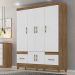 Guarda Roupa Casal MS912 6P 165 cm Naturale Branco Moval