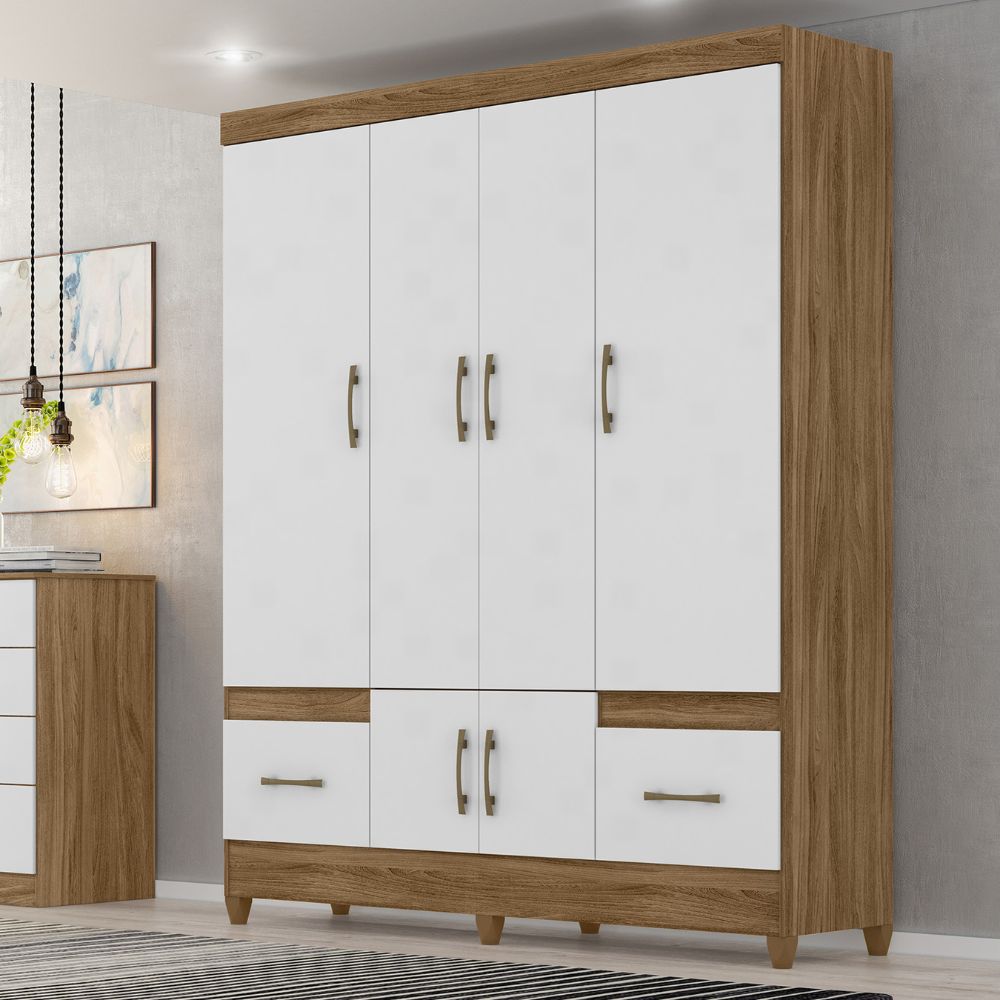 Guarda Roupa Casal MS912 6P 165 cm Naturale Branco Moval