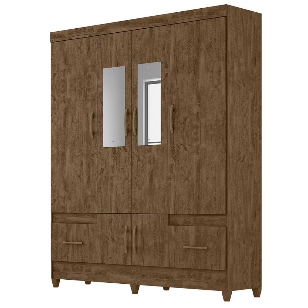 Guarda Roupa Casal MS912 6P Espelho 165 cm Castanho Wood Moval