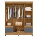 Guarda Roupa Casal MS912 6P Espelho 165 cm Freijo Cinza Moval