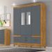 Guarda Roupa Casal MS912 6P Espelho 165 cm Freijo Cinza Moval