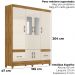 Guarda Roupa Casal MS912 6P Espelho 165 cm Freijo Off White Moval