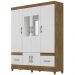 Guarda Roupa Casal MS912 6P Espelho 165 cm Naturale Branco Moval
