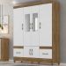Guarda Roupa Casal MS912 6P Espelho 165 cm Naturale Branco Moval