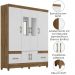 Guarda Roupa Casal MS912 6P Espelho 165 cm Naturale Branco Moval