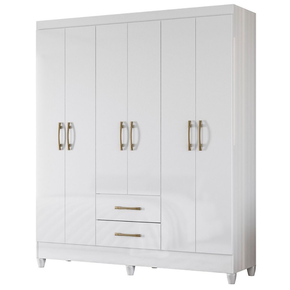 Guarda Roupa Casal Panama 6P 153 cm Branco Moval