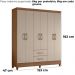 Guarda Roupa Casal Panama 6P 153 cm Carvalho Fendi Moval
