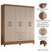 Guarda Roupa Casal Panama 6P 153 cm Carvalho Fendi Moval
