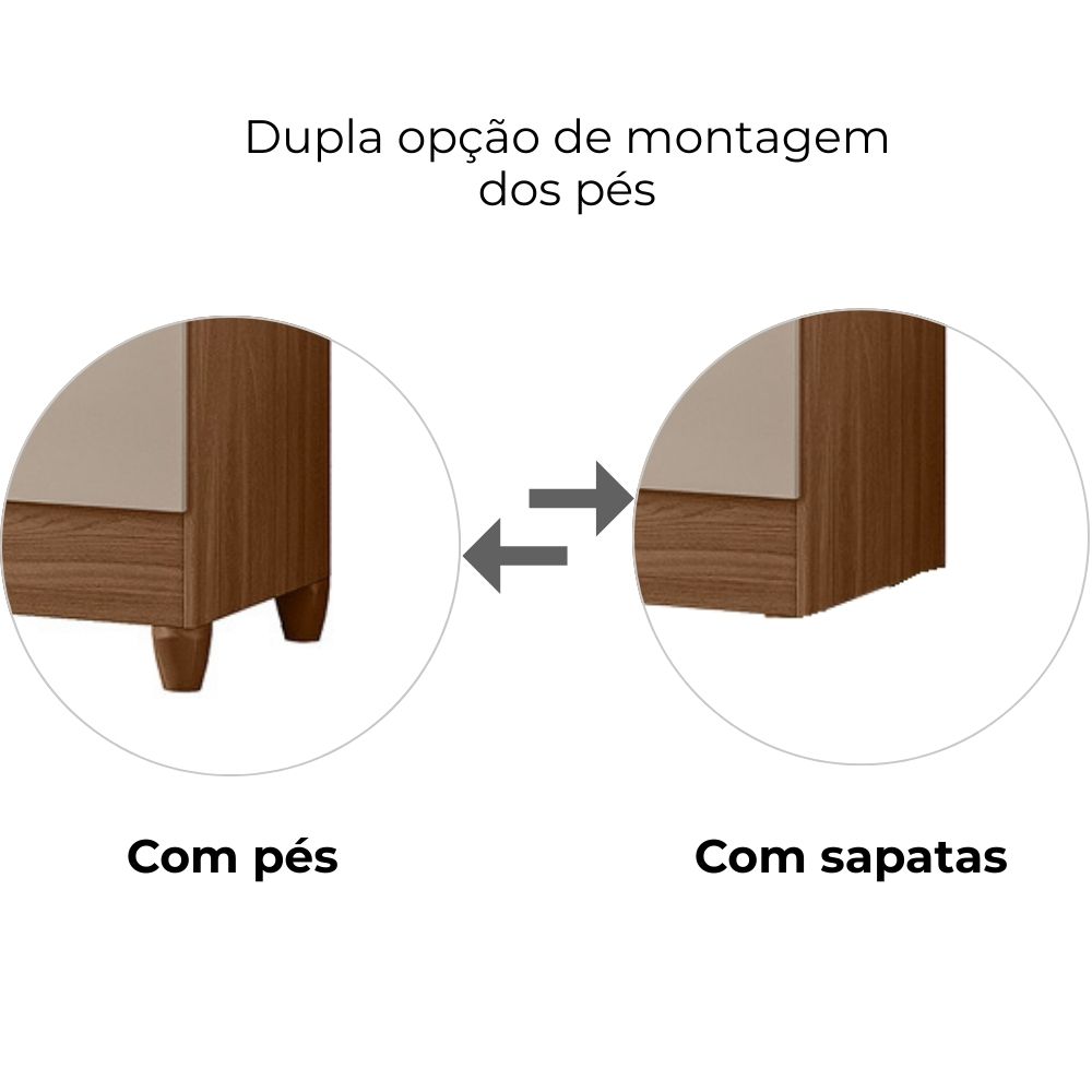 Guarda Roupa Casal Panama 6P 153 cm Carvalho Fendi Moval