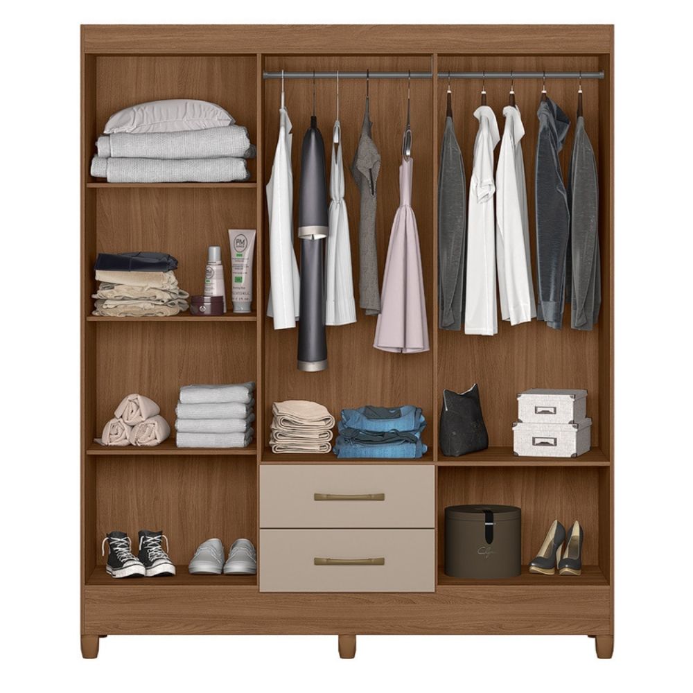 Guarda Roupa Casal Panama 6P 153 cm Carvalho Fendi Moval
