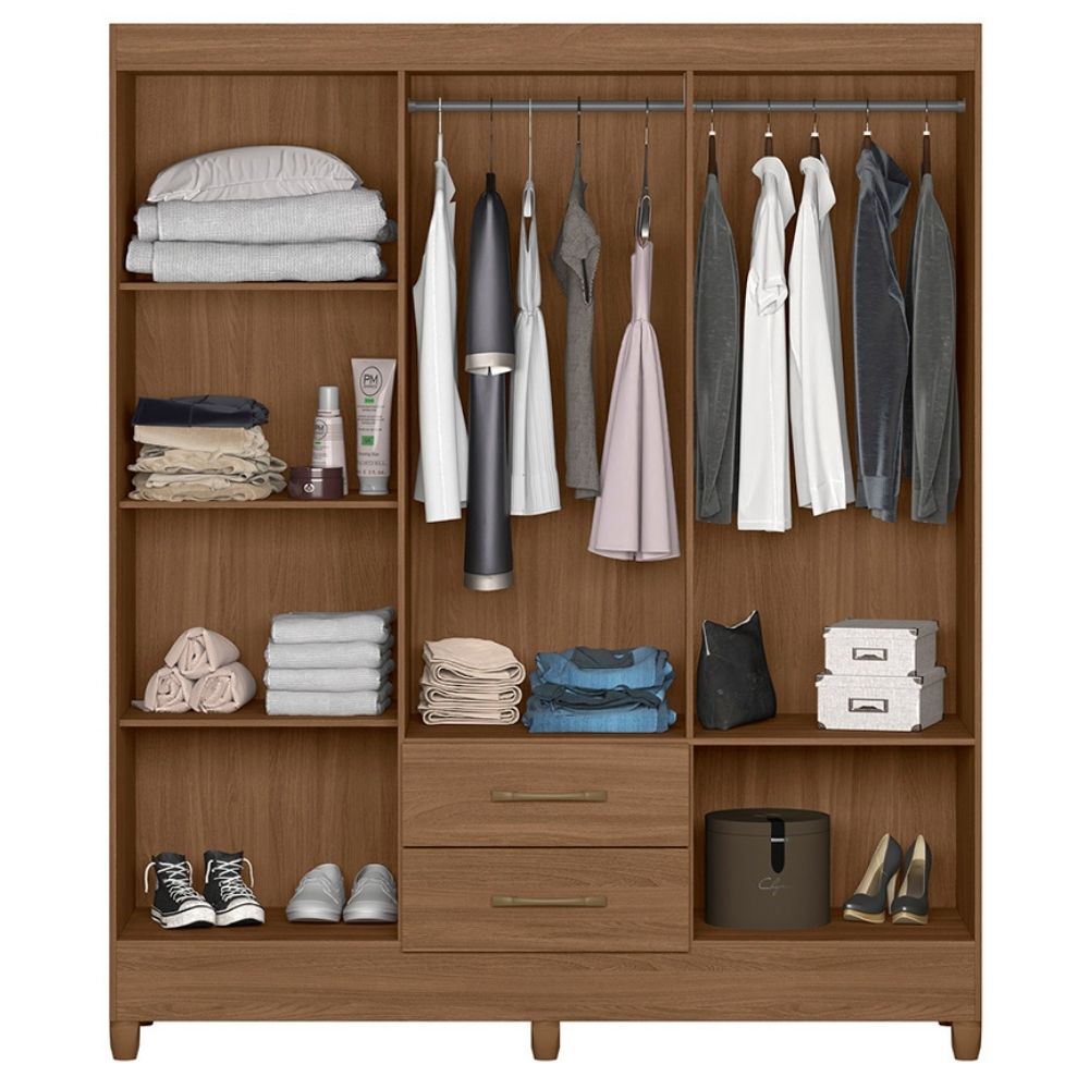 Guarda Roupa Casal Panama 6P 153 cm Carvalho Moval