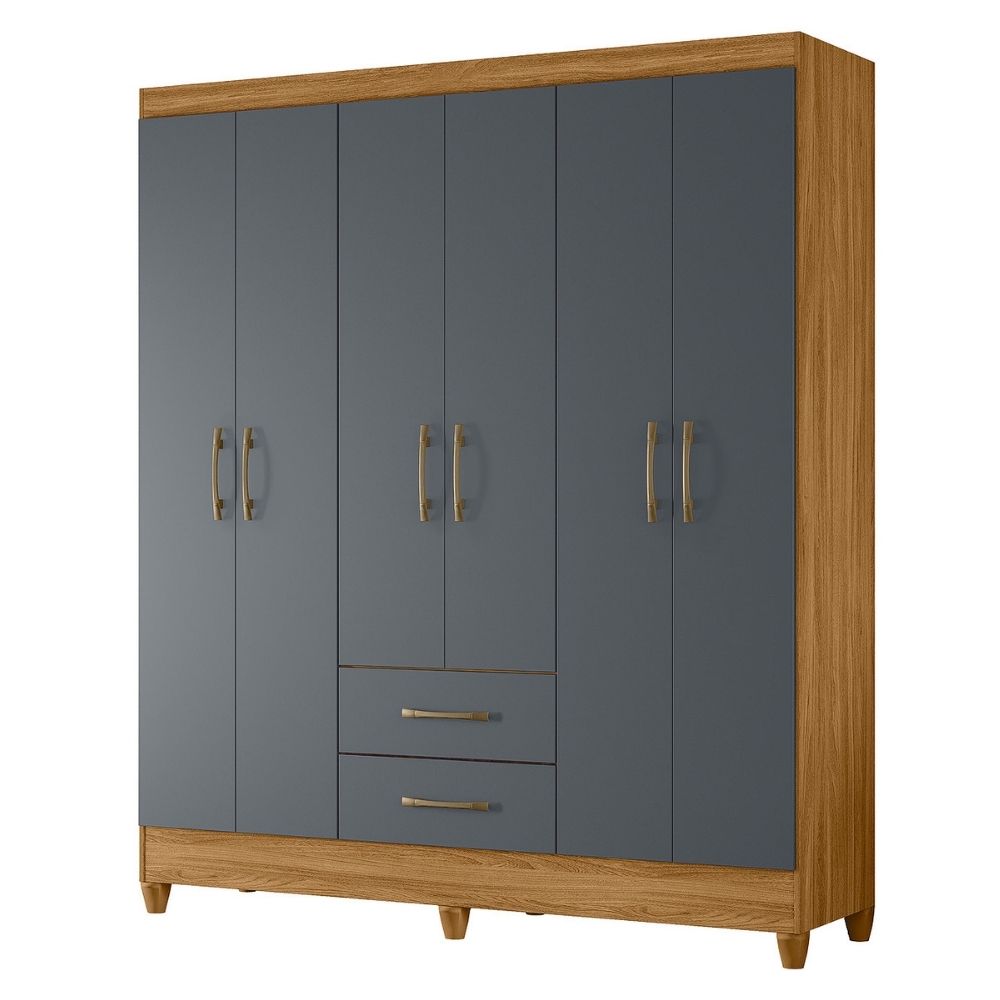 Guarda Roupa Casal Panama 6P 153 cm Freijo Cinza Moval