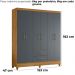 Guarda Roupa Casal Panama 6P 153 cm Freijo Cinza Moval
