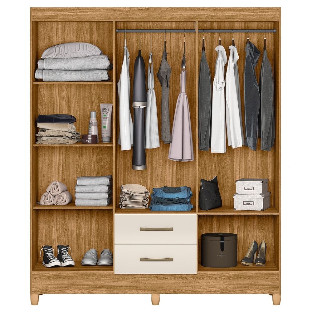 Guarda Roupa Casal Panama 6P 153 cm Freijo Off White Moval
