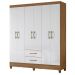 Guarda Roupa Casal Panama 6P 153 cm Naturale Branco Moval