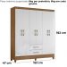 Guarda Roupa Casal Panama 6P 153 cm Naturale Branco Moval