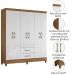 Guarda Roupa Casal Panama 6P 153 cm Naturale Branco Moval