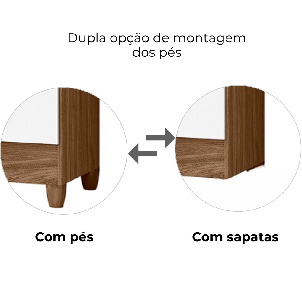 Guarda Roupa Casal Panama 6P 153 cm Naturale Branco Moval