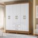 Guarda Roupa Casal Panama 6P 153 cm Naturale Branco Moval