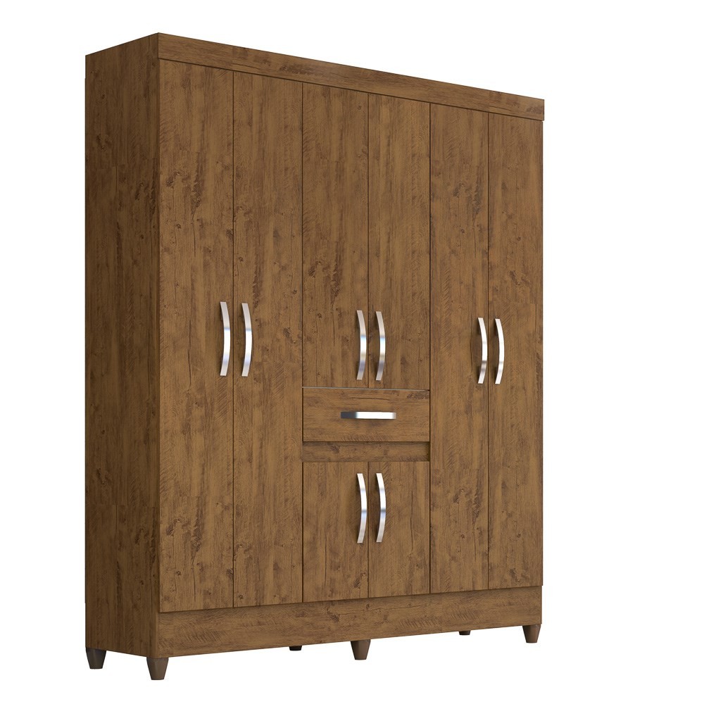 Guarda Roupa Casal Portugal 8 Portas Castanho Wood - Moval