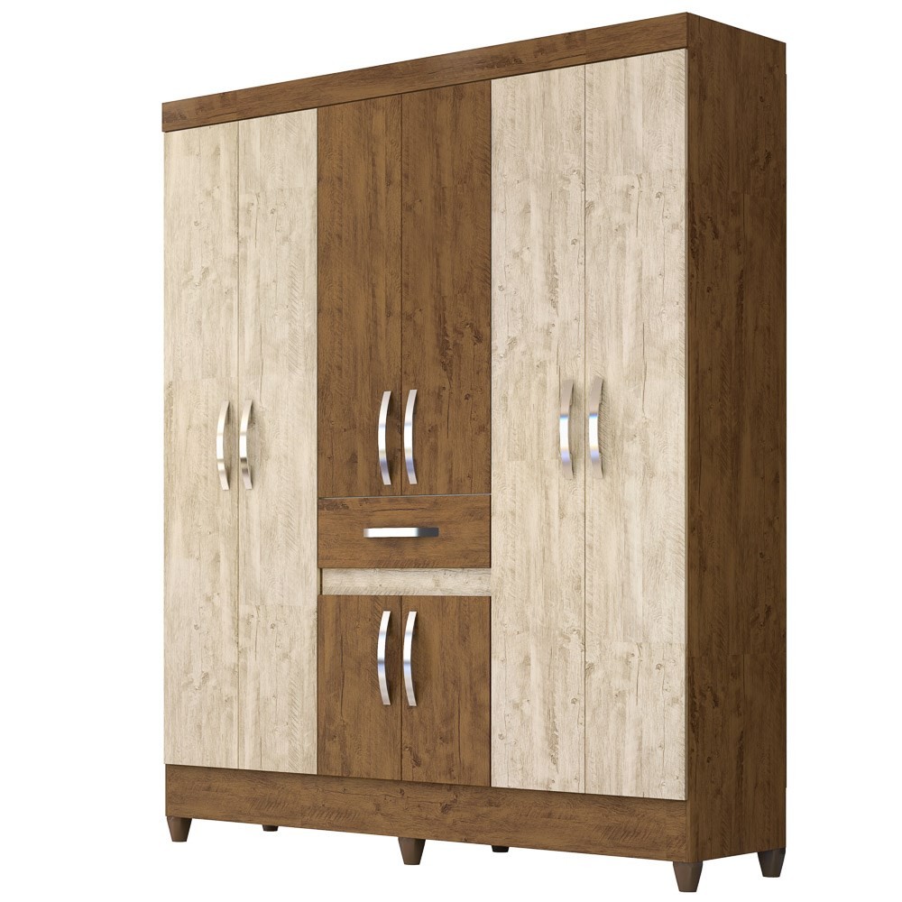 Guarda Roupa Casal Portugal 8 Portas Castanho/Avelã Wood - Moval