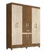 Guarda Roupa Casal Portugal 8 Portas Castanho/Avelã Wood - Moval