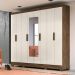 Guarda Roupa Casal com 8 portas com espelho 4 gavetas Diplomata - Castanho Wood / Baunilha