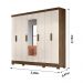 Guarda Roupa Casal com 8 portas com espelho 4 gavetas Diplomata - Castanho Wood / Baunilha
