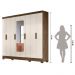 Guarda Roupa Casal com 8 portas com espelho 4 gavetas Diplomata - Castanho Wood / Baunilha