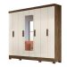 Guarda Roupa Casal com 8 portas com espelho 4 gavetas Diplomata - Castanho Wood / Baunilha