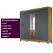 Guarda Roupa Casal com 8 portas com espelho 4 gavetas Freijo / Cinza Diplomata - Moval