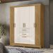 Guarda Roupa Malta Quarto Casal com 6 Portas e 2 Gavetas Freijo/Off White